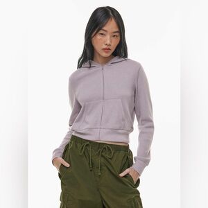 TNA Lilac/Purple Waffle Knit Zip-Up Hoodie